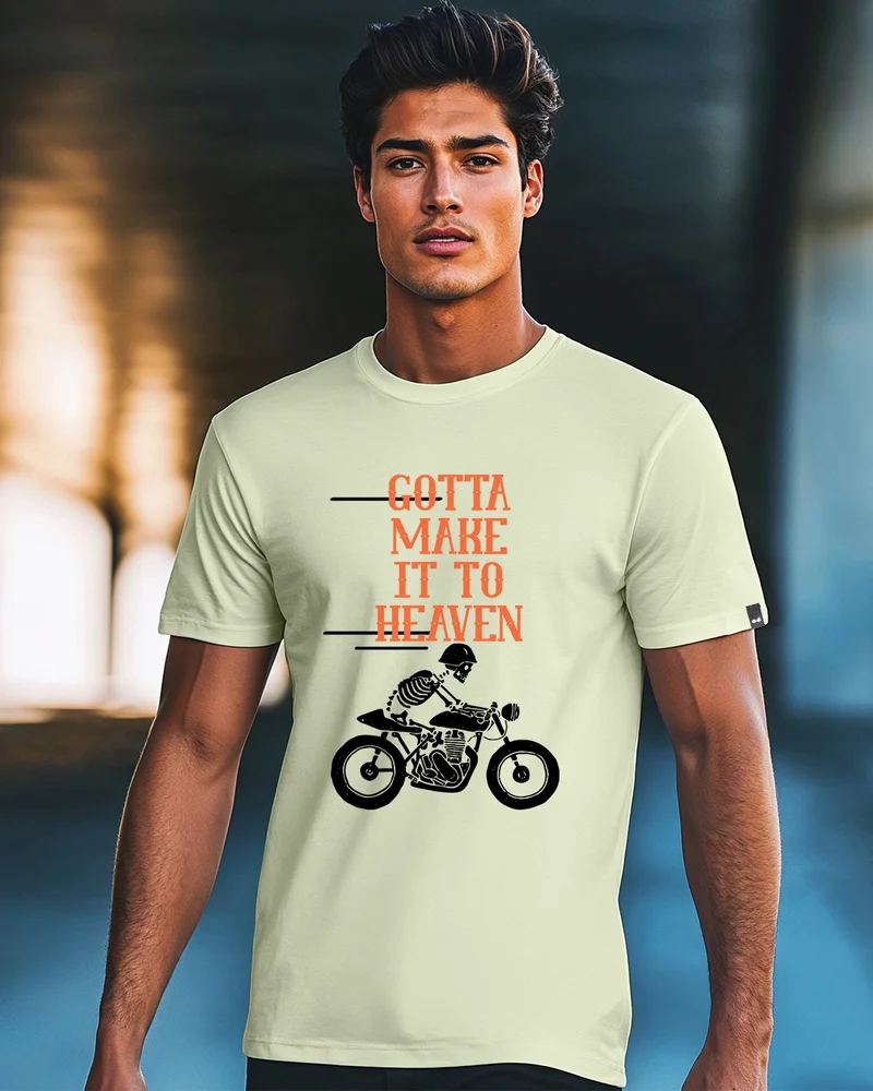 بيواكوف Men's Fog Green Heaven Graphic Printed T-shirt